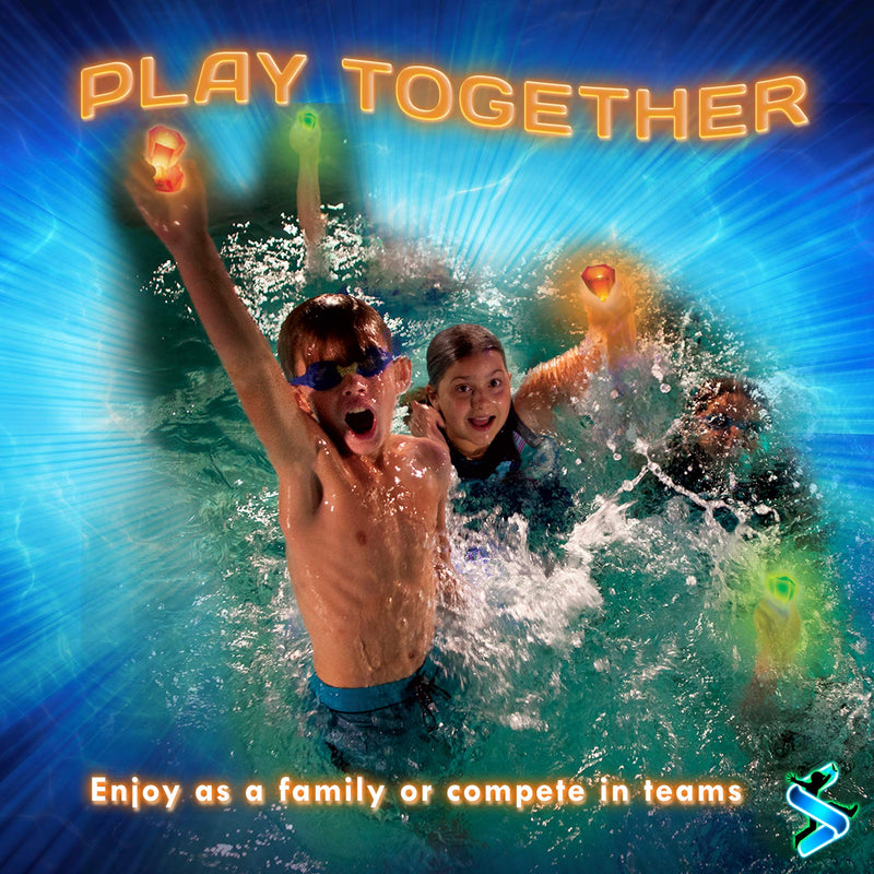 Swimming Pool Party Set: Dive Toys and Pool Toys That Glow in The Dark | Summer Toys for Kids Ages 8-12+, 1-8 Players | Play Your Favorite Swim Games Using Light Up Toys Complete Party Kit - BeesActive Australia
