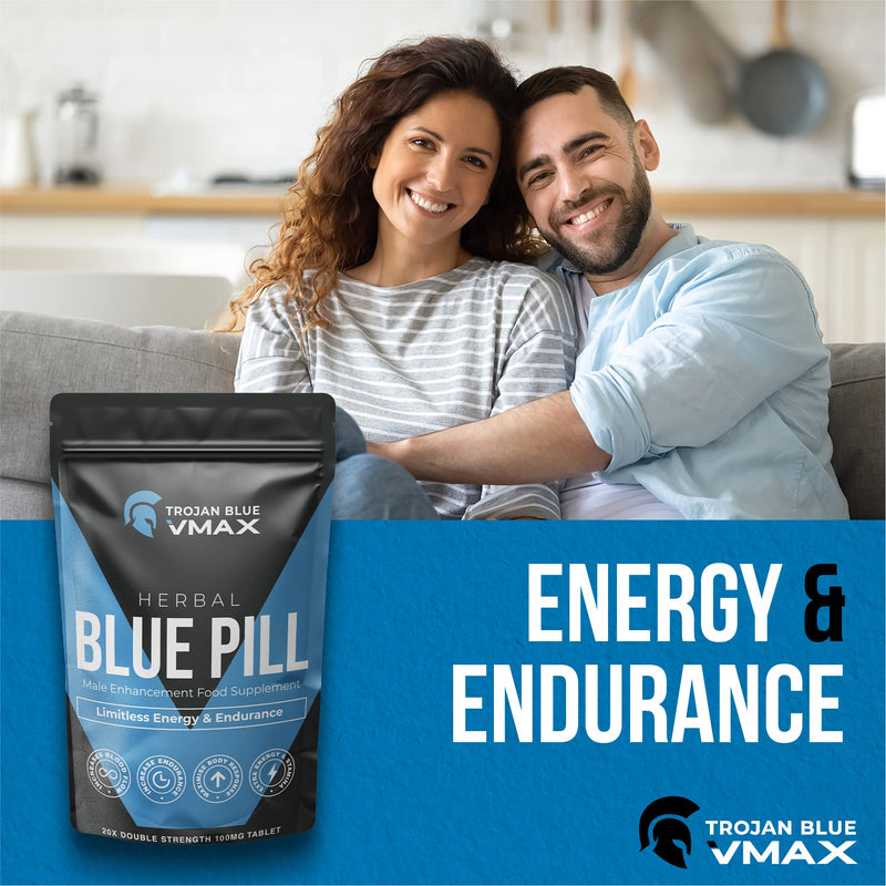 20x Trojan Blue Vmax | Herbal Supplement Blue Pills for Men | High Strength Performance Powerful Fast Acting Long Lasting Results | Enhancing Male Stamina & Endurance Booster Tablets - BeesActive Australia