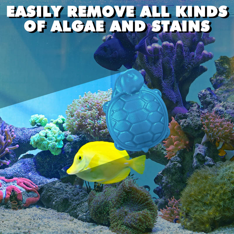 2 Pcs Algae Cleaning Scrapers Aquarium Tank Glass Brush Small Aquarium Magnet Cleaner Fish Tank Algae Cleaner Magnetic Aquarium Glass Cleaner for Fish Tank Cleaning Tortoise Blue, Coffee Black - BeesActive Australia