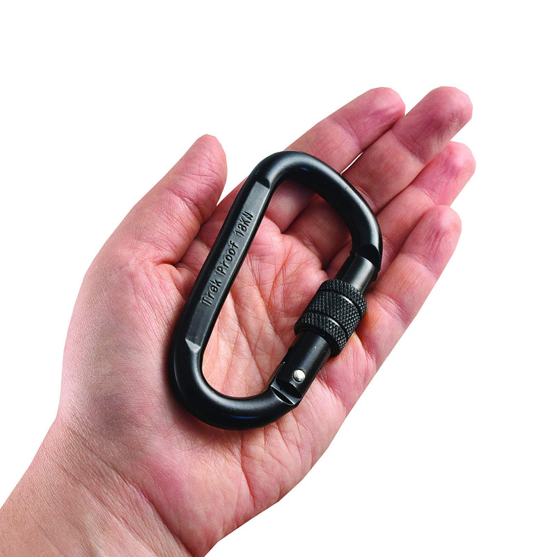 Locking Carabiner Clip, 2-Pack 18KN Heavy Duty Carabiner made of Steel Alloy for Hammocks, Camping, Hiking, Traveling and more - Black - 4000 lb. Weight Capacity - BeesActive Australia