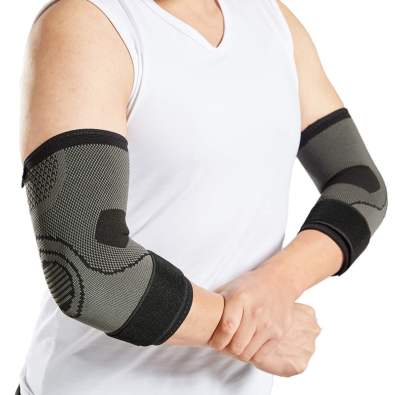 Bodyprox Elbow Brace with Strap for Tendonitis 2 Pack, Tennis Elbow Compression Sleeves, Golf Elbow Treatment (Large) Large - BeesActive Australia