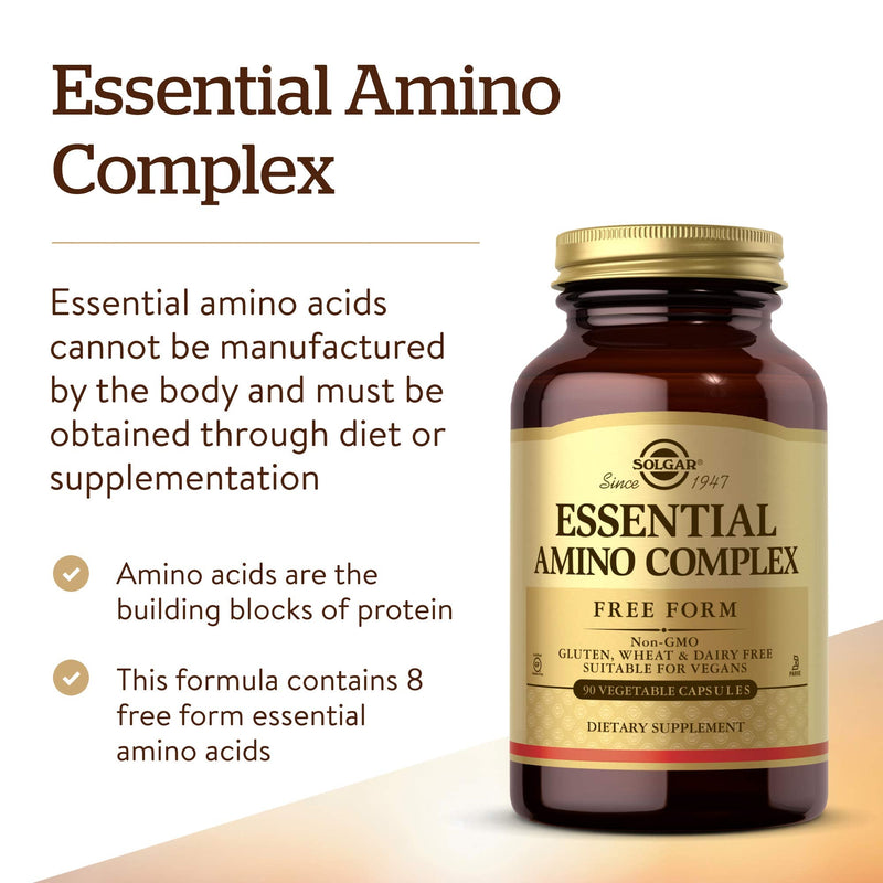 Solgar Amino 75 Essential Acid Vegetable Capsules - Pack of 90 - 8 Aminos Complex - For Metabolic Processes - Easy to Digest - Vegan - BeesActive Australia