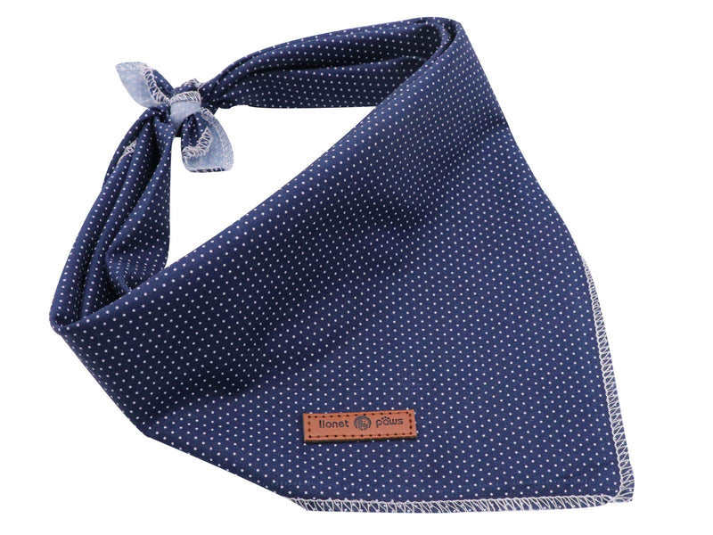 Lionet Paws Dog Bandana for Small Medium Large Dogs, Cat Dog Kerchief Dog Triangle Bibs Scarf for Girl or Boy Large (Pack of 1) Blue Dot - BeesActive Australia