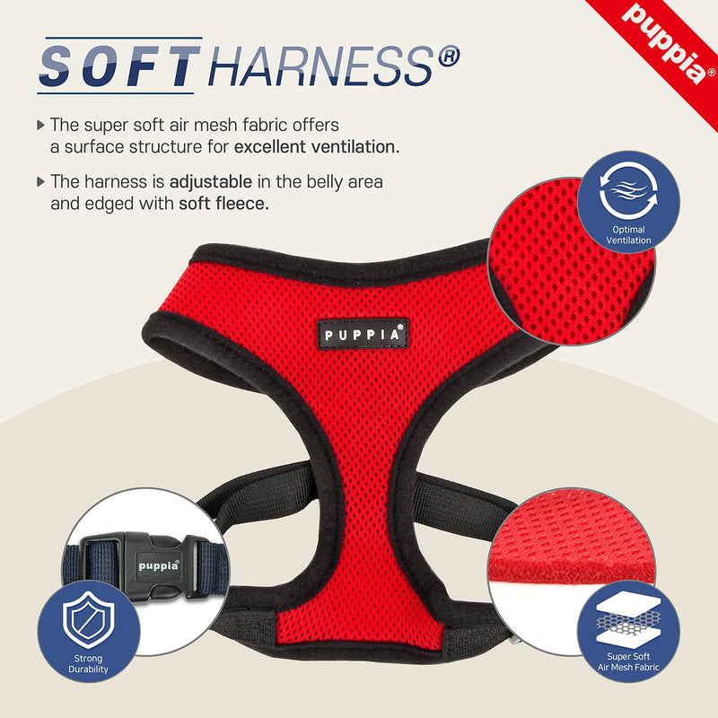 PUPPIA Authentic Vivien Pet Harness Medium Red - BeesActive Australia