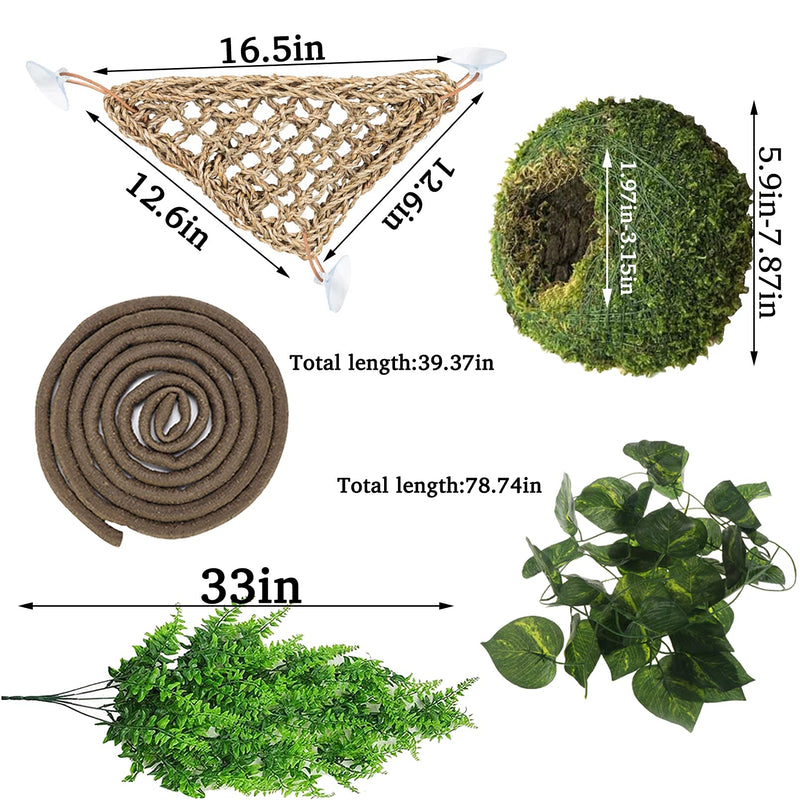 Hamiledyi Reptile Moss Cave Hide,Crested Gecko Habitat Hammock Green Moss Accessories Plastic Terrarium Plant Vines for Small Bearded-Dragon,Snakes,Chameleon Climbing Hibernation Sleeping - BeesActive Australia