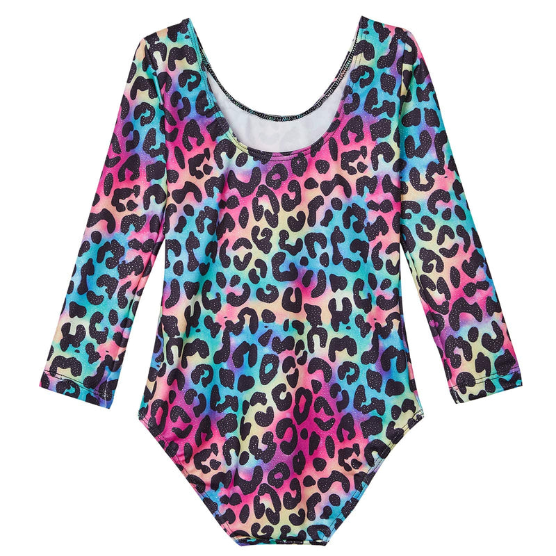 DOMUSGO Toddler Leotard Gymnastics Long Sleeve, Sparkly Tumbling Dance Leotards for Baby Girls Kids Teens 2-14 Years Leopard Long Sleeve 2-3T - BeesActive Australia
