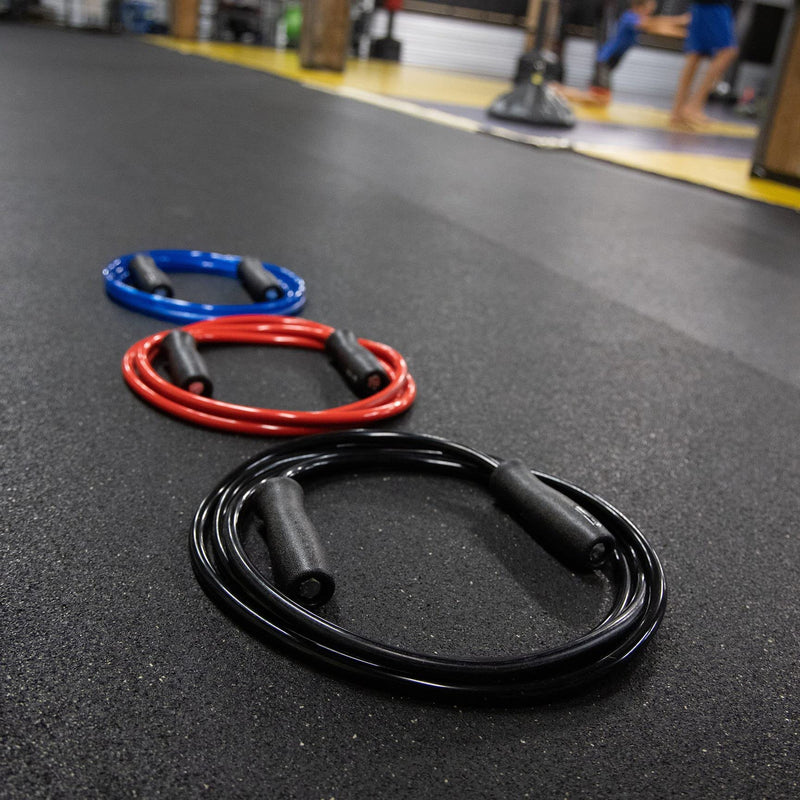 EliteSRS, Muay Thai 2.0 Weighted Jump Rope - Heavy 1.5lb PVC Drag Rope Matte Black - 10FT - BeesActive Australia
