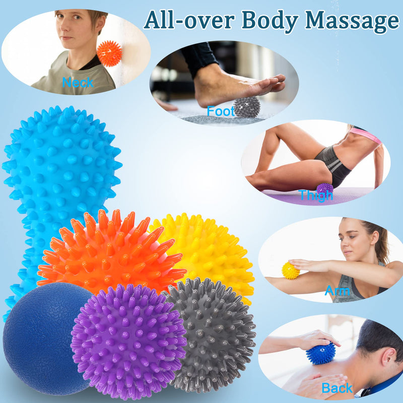 Massage Ball, SANNIX Spikey Ball Massage, Set of 6 for Pressure Reflex Therapy and Trigger Point Massage for Muscle Massage of Foot, Back, Leg and Hand - BeesActive Australia