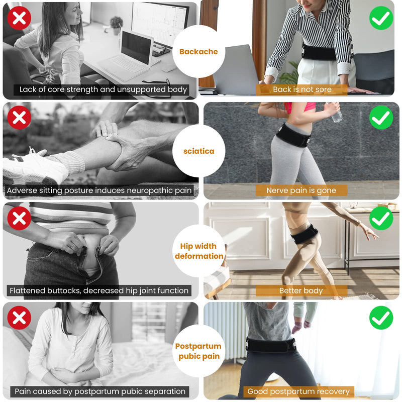 Slueat Sacroiliac SI Joint Hip Belt for Women - Hip Braces for Hip Pain - Lower Back Support Brace - Pelvic Support Belt - Trochanter Belt - Adjustable Sciatica Lumbar Pain Relief (Hip Size 32"-47") - BeesActive Australia