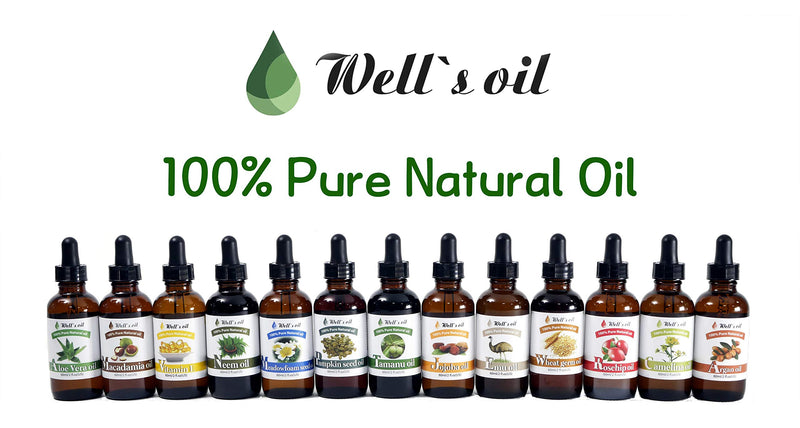 Well's 100% Pure Jojoba Oil 2oz(60ml) Perfect for Massage, Skin, Face, Body, Revitalizes Hair and Gives Skin a Radiant, Anti Aging, Lips, Cuticles, Stretch Marks, Beard - BeesActive Australia