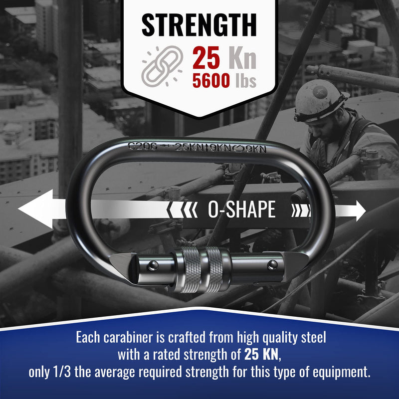 XTEK Climbing Carabiner Clip – UIAA Certified 25 kN 5620 LB, Large Heavy Duty Carabiners for Climbing: Oval-Shape, Screw Locking Steel Caribeener Clips, Hammocks, Hiking, Camping – Durable & Tested 1pc - BeesActive Australia