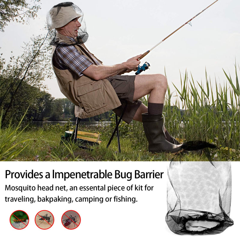 4PCS Midge Head Net, Nylon Mosquito Head Protecting Net, Fine Mesh Insect Netting for Outdoor Hiking Camping Climbing and Walking (Black) - BeesActive Australia
