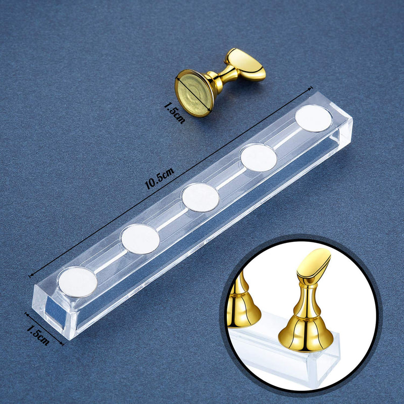 4 Sets Acrylic Nail Display Stand Nail Tip Holder Magnetic Nail Practice Stand Fingernail DIY Nail Art Stand for False Nail Tip Manicure Tool (Gold, Silver, Black, White) Gold, Silver, Black, White - BeesActive Australia