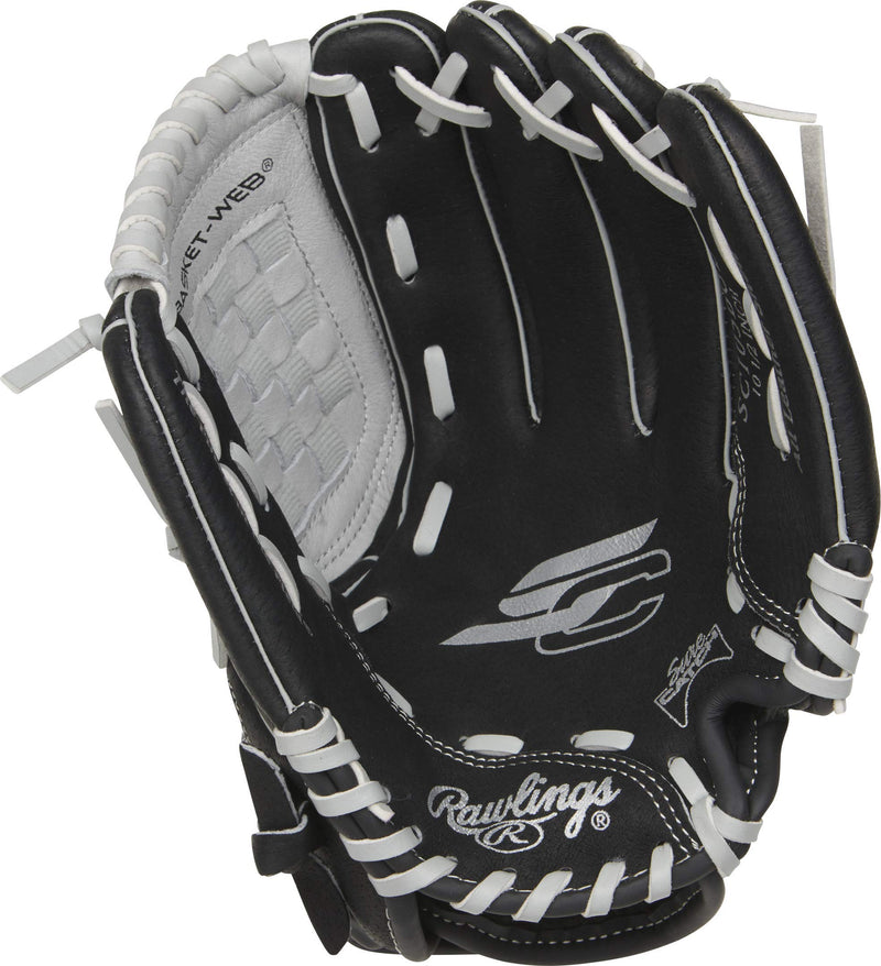 [AUSTRALIA] - Rawlings Sure Catch Youth Baseball Glove Series (9.5-11.5 inch Baseball/Tball Gloves) Right 10.5 inch Black/Gray 