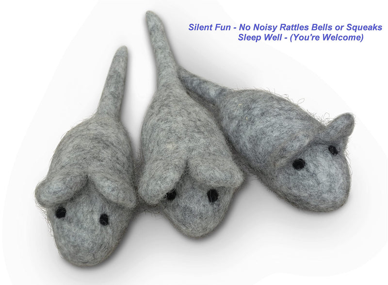 Earthtone Solutions Cat Mouse Toy - 3 Felted Wool Mouse Toys Without Catnip for Indoor Cats and Kittens - Large Handmade Mice - BeesActive Australia