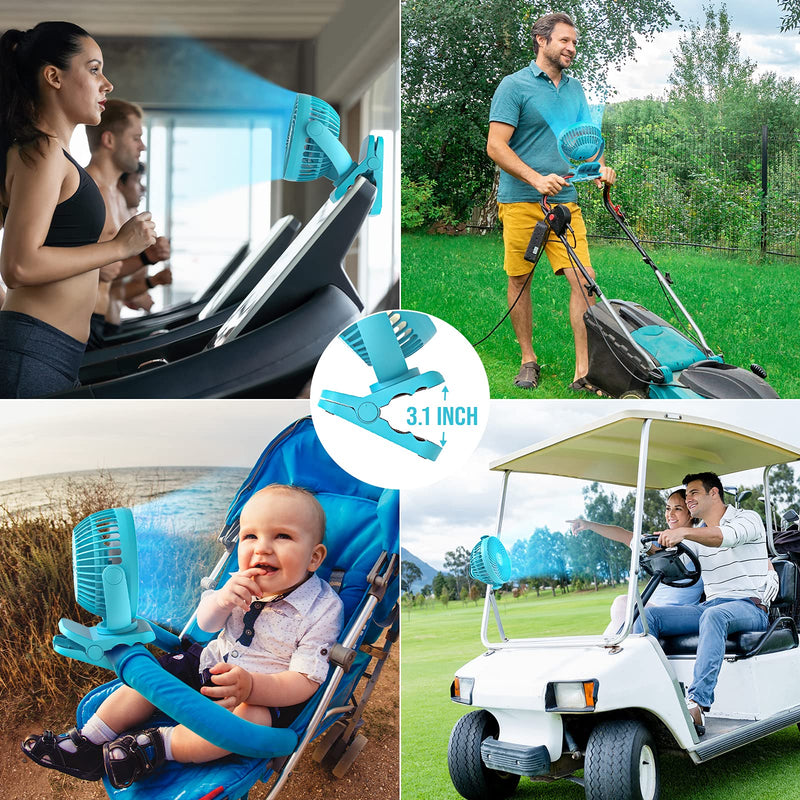 Camping Fan with LED Light - 12000mAh 65 Hours Battery Powered Fan, Rechargeable Fan Use As Power Bank, Tent Fan with Hanging Hook, Portable Clip On Fan, Ceiling Fan for Tent Golf Cart RV Stroller Bed - BeesActive Australia