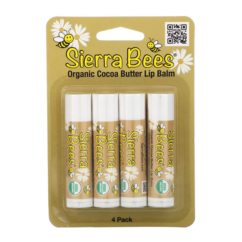 Sierra Bees Organic Lip Balms, Cocoa Butter, 4 Pack.15 oz (4.25 g) Each - BeesActive Australia
