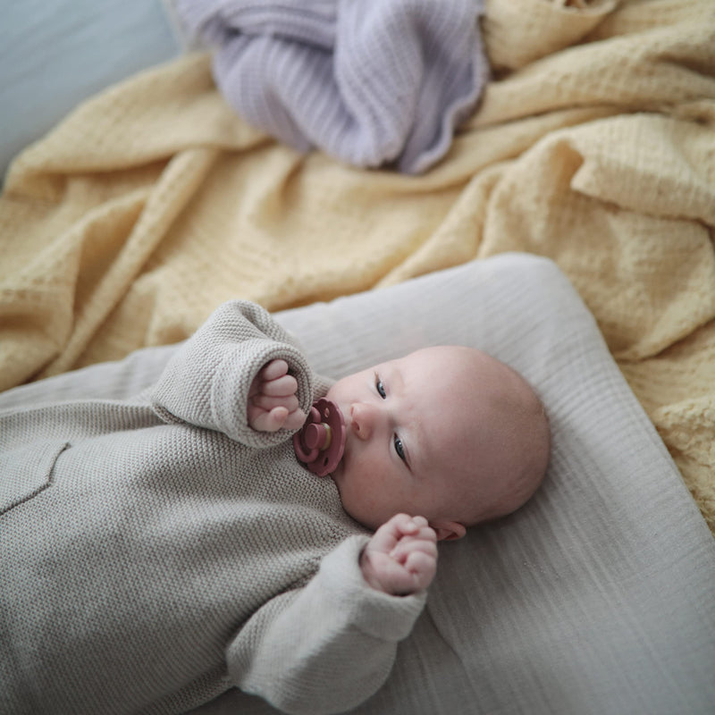 FRIGG Daisy Natural Rubber Baby Pacifier | Made in Denmark | BPA-Free (Powder Blush/Cream, 0-6 Months) 2-Pack - BeesActive Australia