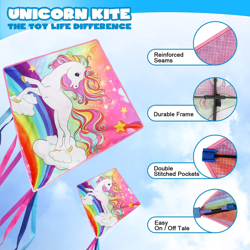 TOY Life Unicorn Kite for Kids Easy to Fly Large Kids Kite - Kites for Kids and Adults Easy to Fly Big Beach Kites for Kids Age 4-8-12 Idea Gift for Children Outdoor Game Activities Beach Trip pink - BeesActive Australia