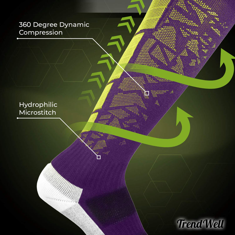 Elite Performance Athletic Socks - Over The Calf Purple Medium - BeesActive Australia