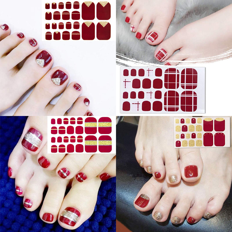 SILPECWEE 20 Sheets Adhesive Toenail Polish Strips Full Wraps Heart Solid Color Nail Art Stickers Decals Manicure Tips for Women 1Pc Nail File NO3 - BeesActive Australia
