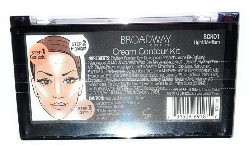 Broadway Colors (1) Contour Artist Cream - Cream Contour Kit - BCK01 Light/Medium - Net Wt. 0.098 oz. x 3 Contour Creams - 0.052 oz. x 2 Color Collector Creams - BeesActive Australia