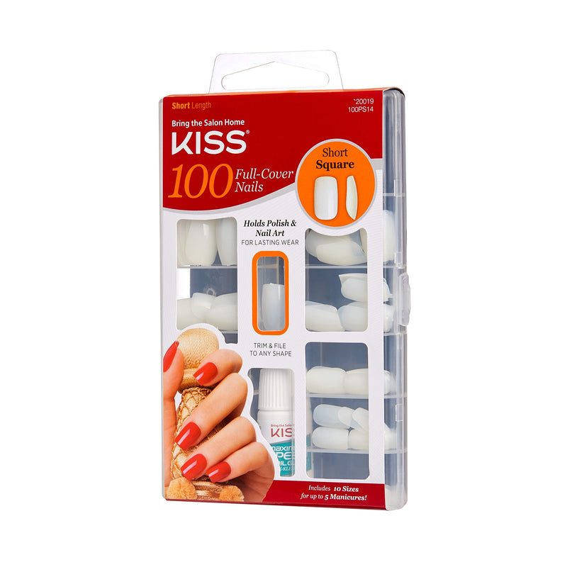 Kiss Products 100 Full Cover Nails, Short Square (4 PACK) - BeesActive Australia