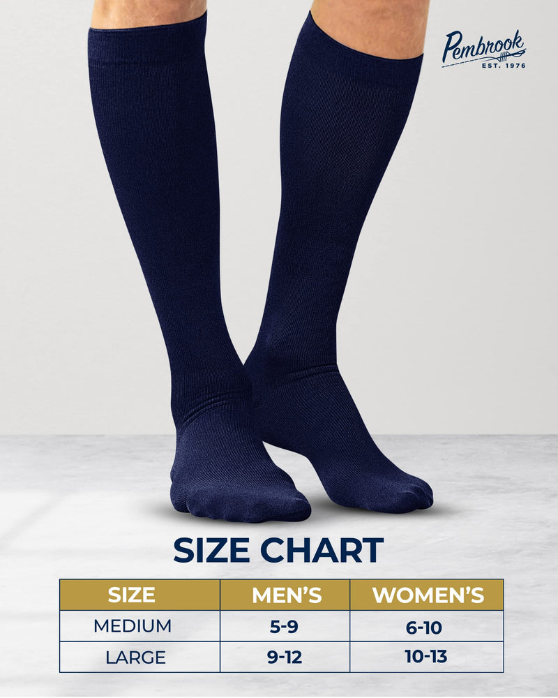 Pembrook Light Compression Socks for Men 8-15 mmHg | Graduated Compression Socks for Men Circulation Medium Solid Navy - BeesActive Australia