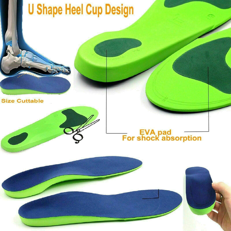 Orthotic Insoles Arch Support Back Heel Pain Treatment of Plantar Fasciitis (9-10.5 UK) 9-10.5 UK - BeesActive Australia