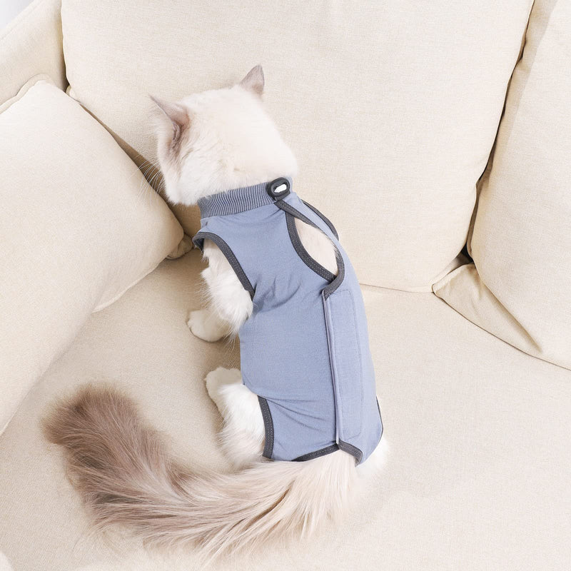 kzrfojy Cat Surgery Recovery Suit Professional for Surgical Abdominal Wound Or Skin Diseases E-Collar Alternative for Cats Dogs After Surgery Wear Pajama Suit Medium Grey-blue - BeesActive Australia