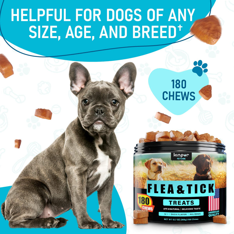 Natural Flea and Tick Chews for Dogs - No Collars, No Mess - Easy Help with Flea and Tick for Dogs - American Quality - for All Breeds and Ages - Duck-Flavored Treats - 180 Flea Chews for Dogs - BeesActive Australia