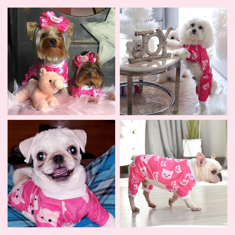 CuteBone Dog Pajamas Cute Cat Clothes Pet Pjs Soft Onesie for Small Girl Dogs Large Pink pig - BeesActive Australia
