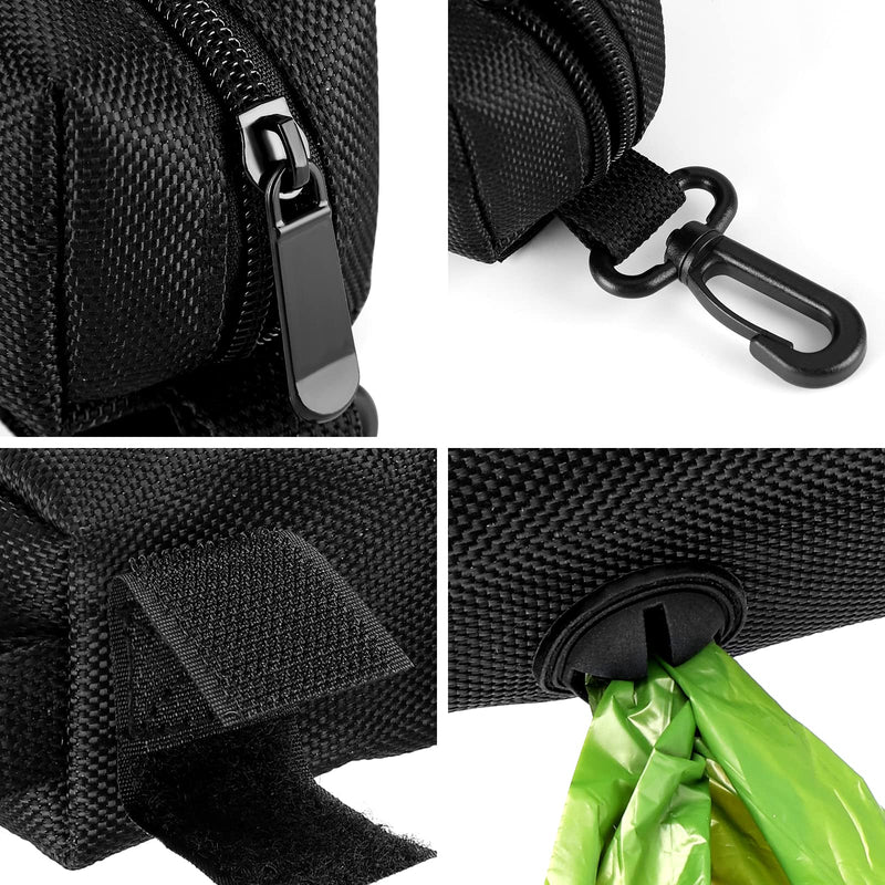 2 Pack Dog Poop Bag Holder for Leash Attachment - Waste Bag Dispenser for Leash - Fits Any Dog Leash - Portable Set with Hand Free Holder Metal Carrier (Each Bag Includes 1 Holder), 2 Pack Set 2 Count (Pack of 1) 2PCS Black - BeesActive Australia