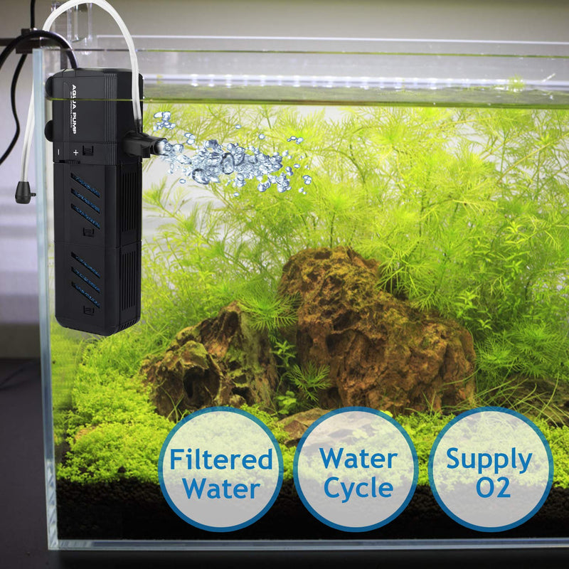 NO.17 Submersible Aquarium Internal Filter, Adjustable Fish Tank Filter with Water Pump for Fish Tank 200GPH, 8W - BeesActive Australia