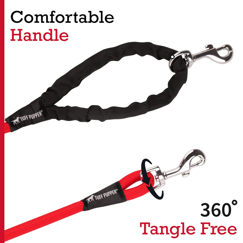 Tuff Pupper Heavy Duty 30 Foot Long Rope Leash for Dogs | Dog Recall Training Leash | High Visibility Strong Climbing Rope Leash | Hand or Waist Worn | Stainless Steel 360° Clips for Tangle Free Use Epic Black - BeesActive Australia