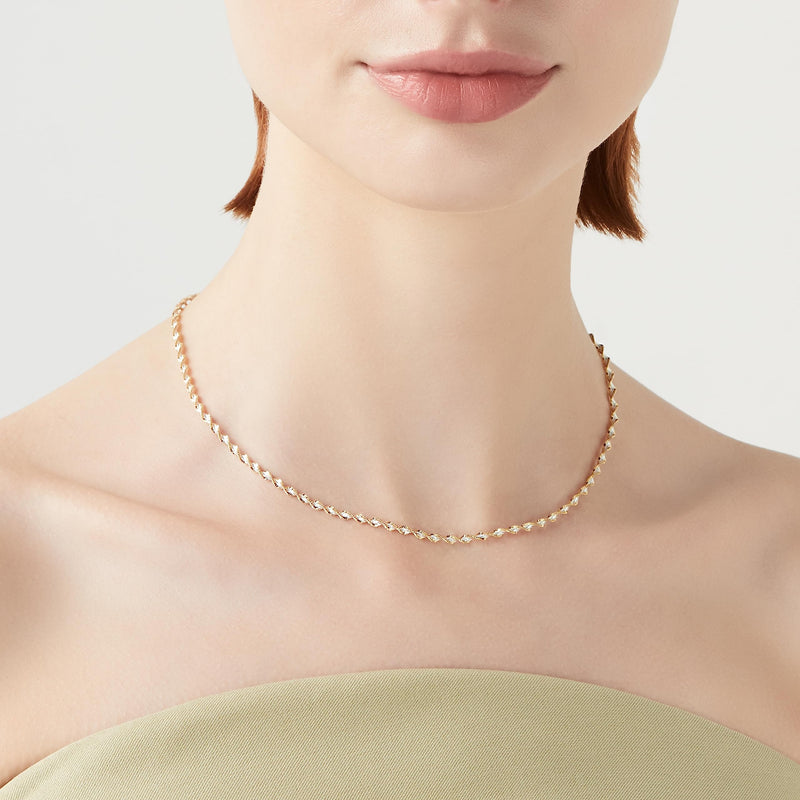 Miabella 925 Sterling Silver Italian Solid 2.5mm Two-Tone Twisted Herringbone Chain Necklace for Women Necklace Made in Italy Length 20 Inches - BeesActive Australia