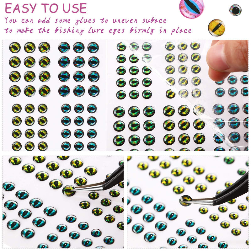 2196 Pieces Fishing Lure Eyes 3D Artificial Fishing Eyes with 1 Piece Tweezer for Fishing Lure Fishing Baits DIY Accesssory, 3 mm/ 4 mm/ 5 mm/ 6 mm - BeesActive Australia