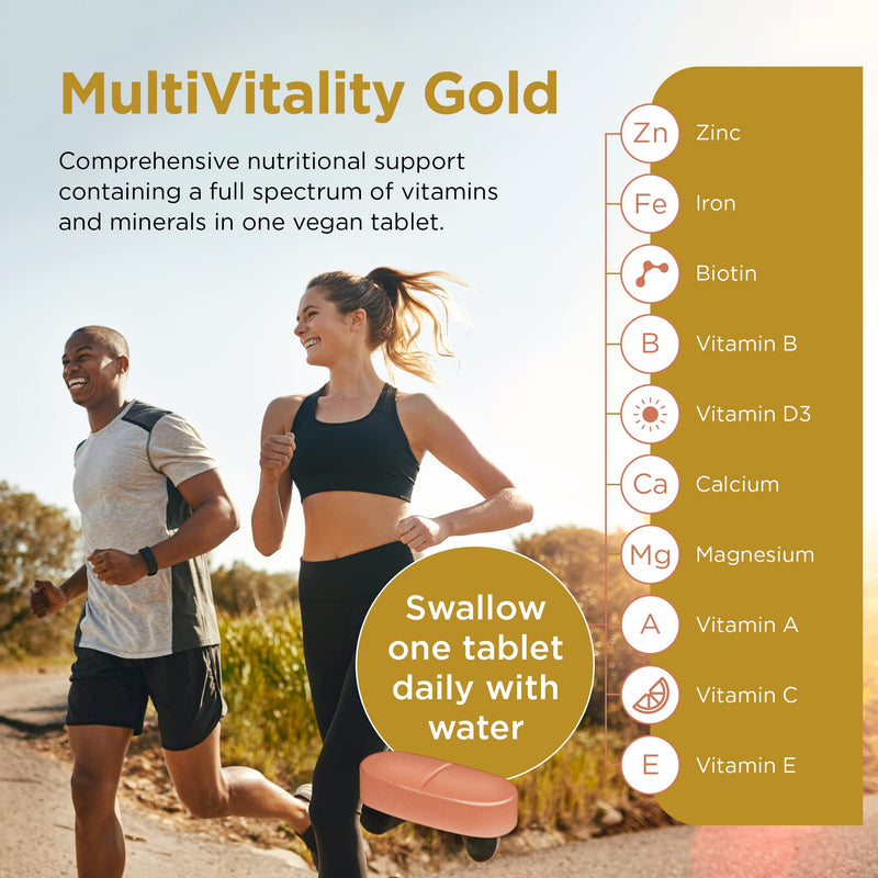 Healthspan Multivitamin Gold (90 Tablets) | A-Z Formulation | Wellbeing & Immune Support | Algal Source Vitamin D3 | Vitamins A, B, C, D, E & K | Calcium, Iron, Magnesium, Selenium & Zinc | Vegan 90 Count (Pack of 1) - BeesActive Australia