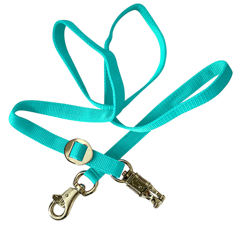 Majestic Ally Double Thick 36" to 72" Trailer Tie for Horse Haulage, Cross tie with Adjustable Buckle, Panic Snap and Bull Snap – 1" Wide by 36" to 72" Long Turquoise - BeesActive Australia