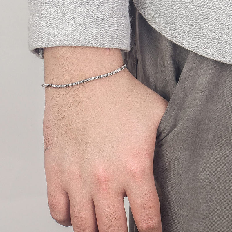 H&Beautimer Genuine 925 Sterling Silver Bracelet Solid 3-4MM Round Snake Chain Bracelet for Men - Glamour Party Jewelry - Sterling Silver Link Bracelet 6.3-6.7-7-7.5-8-8.5-9-9.5'' 3MM Width 9 Inches - BeesActive Australia