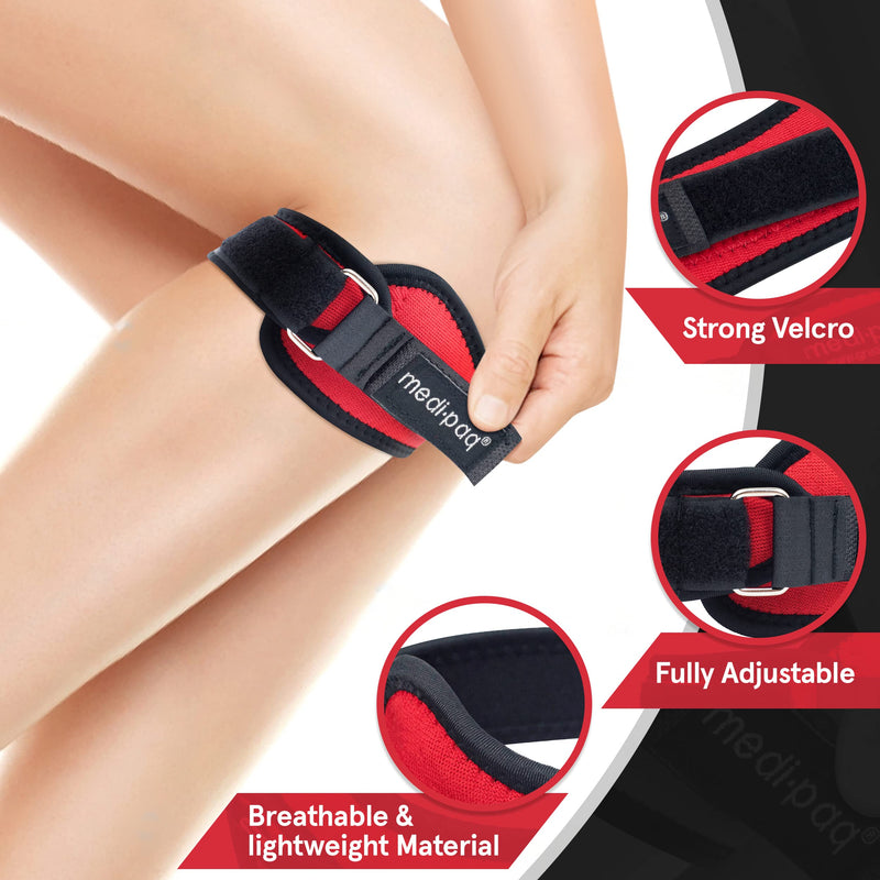 Medipaq Patella Tendon Knee Support - Patella Tendon Knee Strap - Knee Straps for Joint Pain - Arthritis Knee Support for Women & Men - With 4X Powerful Magnets for Pain Relief - 1 Pack 1 Count (Pack of 1) - BeesActive Australia