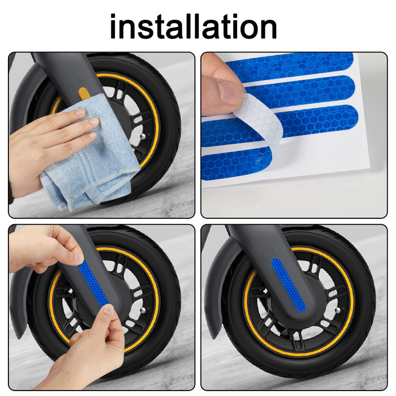TOMALL Self-Adhesive Night Reflective Stickers Waterproof Warning Strip Compatible with Ninebot Max G30 Electric Scooter Decoration Accessories Blue - BeesActive Australia