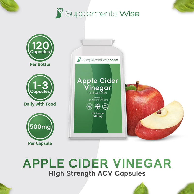 Apple Cider Vinegar Capsules - 120 x 500mg - High Strength ACV - Candida, Thrush and Yeast Infection Treatment - Water Retention Tablets - 1000mg Apple Cider Vinegar Tablets Daily - BeesActive Australia