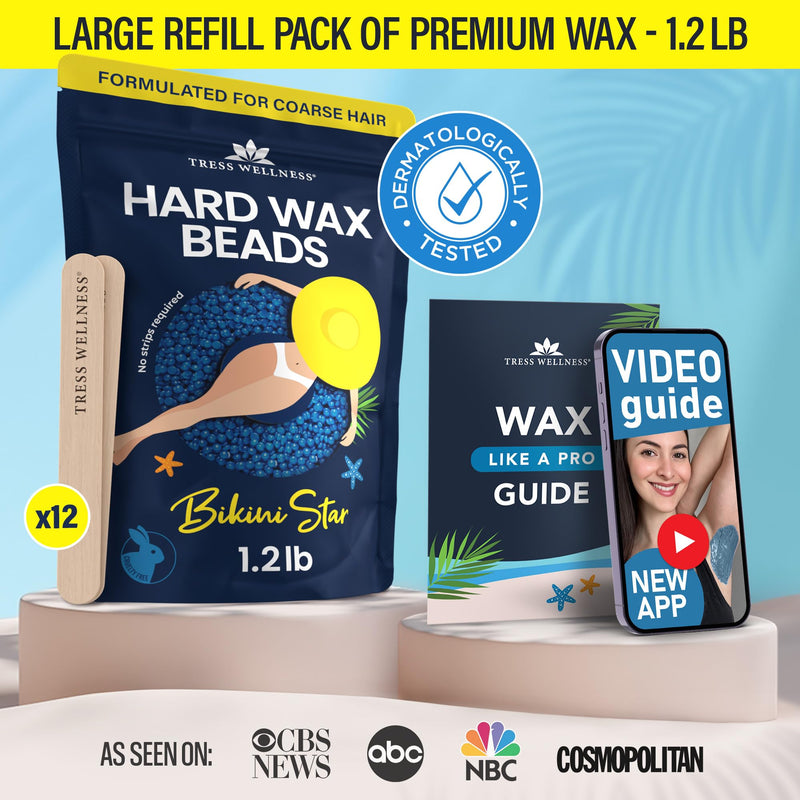 Tress Wellness Hard wax beads for hair removal - For sensitive skin - Bikini Star 1.2lb Seakissed 1.2 Pound (Pack of 1) - BeesActive Australia