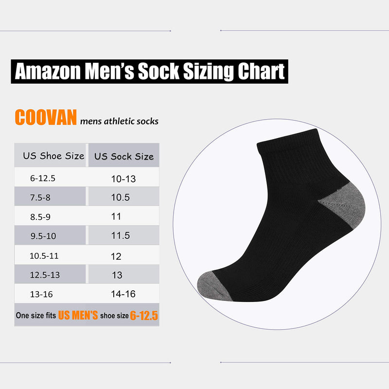 COOVAN 12 Pairs Mens Cushion Ankle Socks Men 12 Pack Low Cut Comfort Breathable Casual Socks Black-12 Pack - BeesActive Australia
