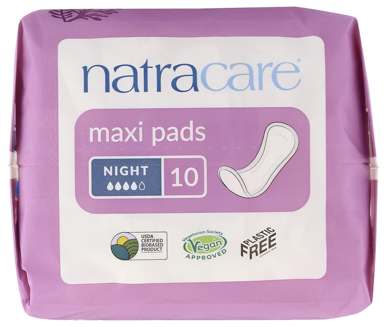 Natracare Natural Feminine Night Time Maxi Pads, Extra Long, 10 Count 10 Count (Pack of 1) - BeesActive Australia