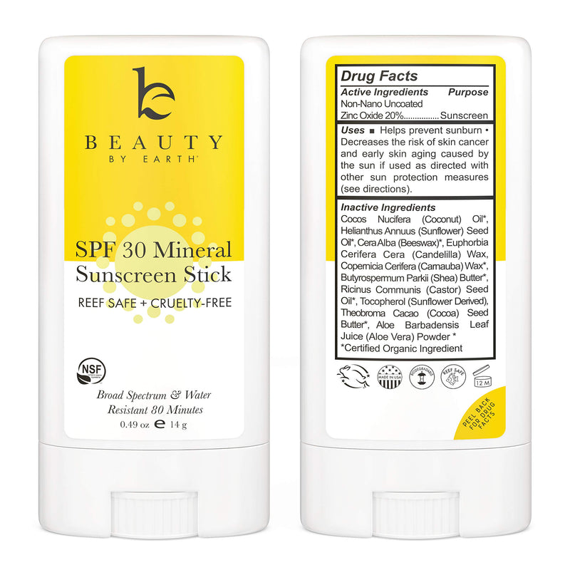 Mineral Sunscreen Stick - Zinc Oxide Sunscreen Lotion Stick, Best Sun Protection Travel Sunscreen Face and Body, Reef Safe Sunscreen, Natural Sunscreen Lotion Stick (No Tint) 2 Pack - BeesActive Australia