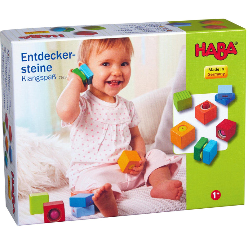 HABA Fun with Sounds Wooden Discovery Blocks with Acoustic Sounds (Made in Germany), 1-2 Years, 6 pieces - BeesActive Australia