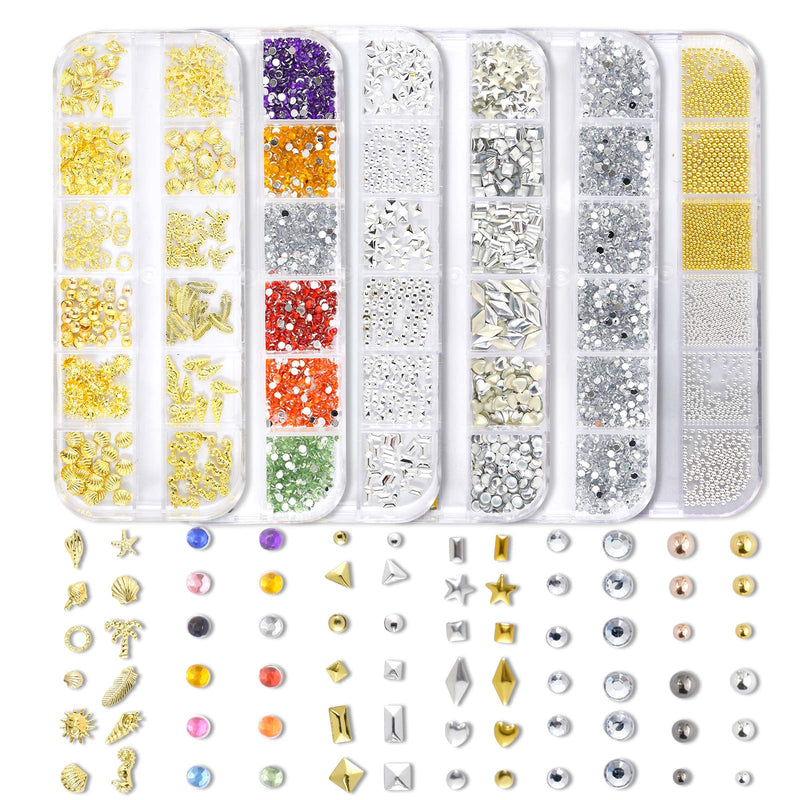 9300 Pcs Nail Art Studs Rhinestone Kit,Nails Art Metal Charms Caviar Beads Nail Supplies with Rhinestone Glue,Nail Jewels Decals Decorations Accessories - BeesActive Australia