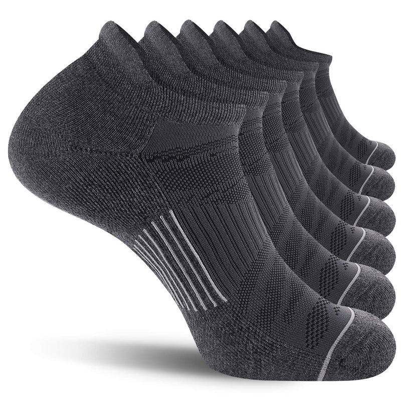 Fitrell 6 Pack Men's Ankle Running Socks Low Cut Cushioned Athletic Sports Socks 7-9/ 9-12/ 12-15 Dark Gray+gray - BeesActive Australia